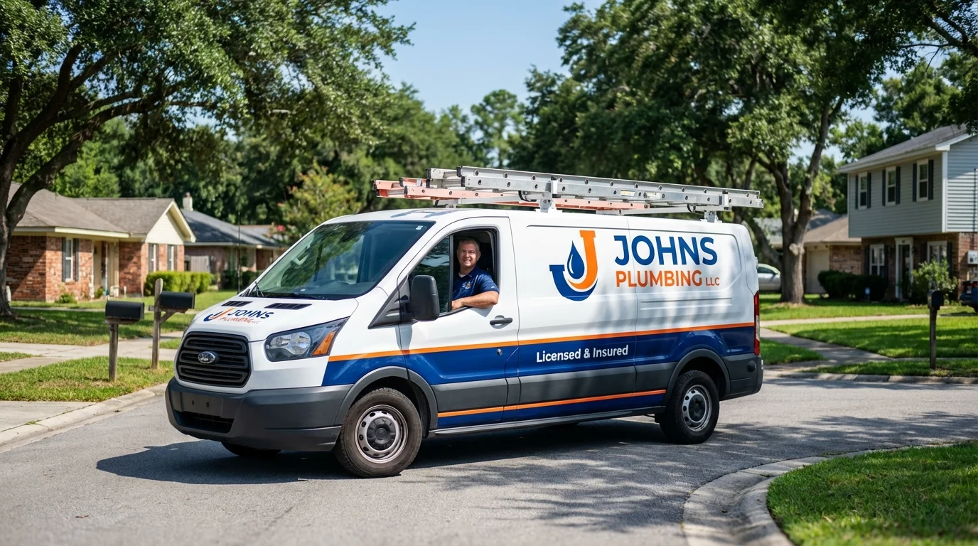 Johns Plumbing LLC service van in West Dennis, MA