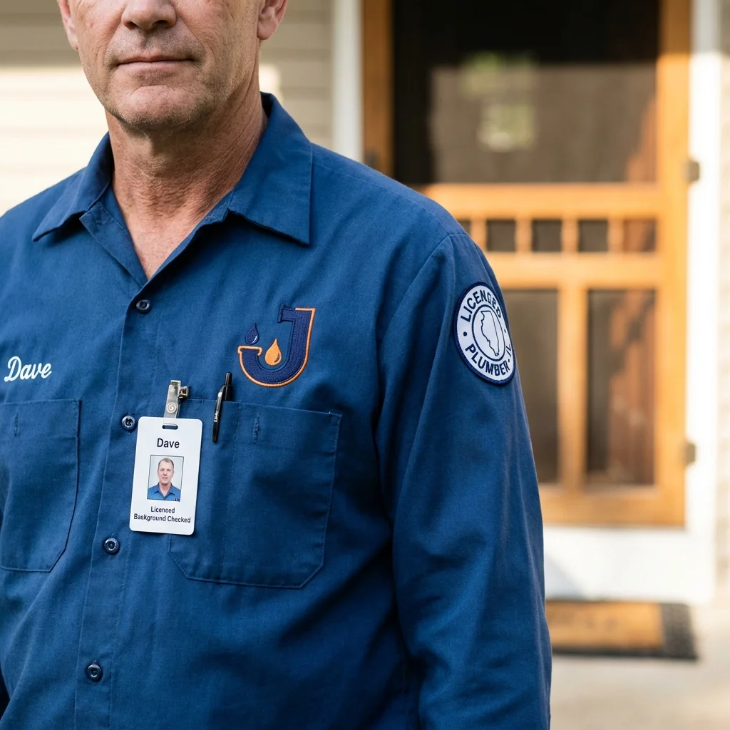 Licensed plumber showing ID badge in West Dennis, MA