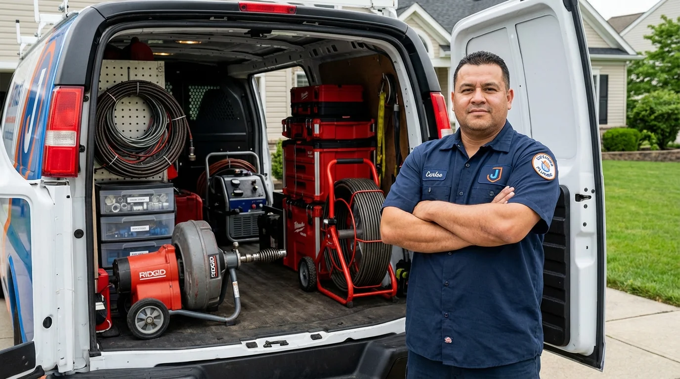 Professional drain cleaning equipment and Johns Plumbing LLC plumber in West Dennis
