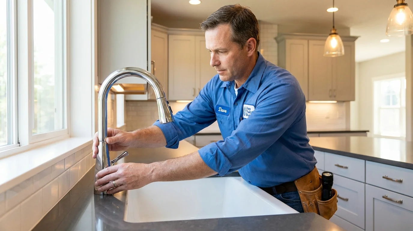 Kitchen faucet installation by Johns Plumbing LLC in West Dennis