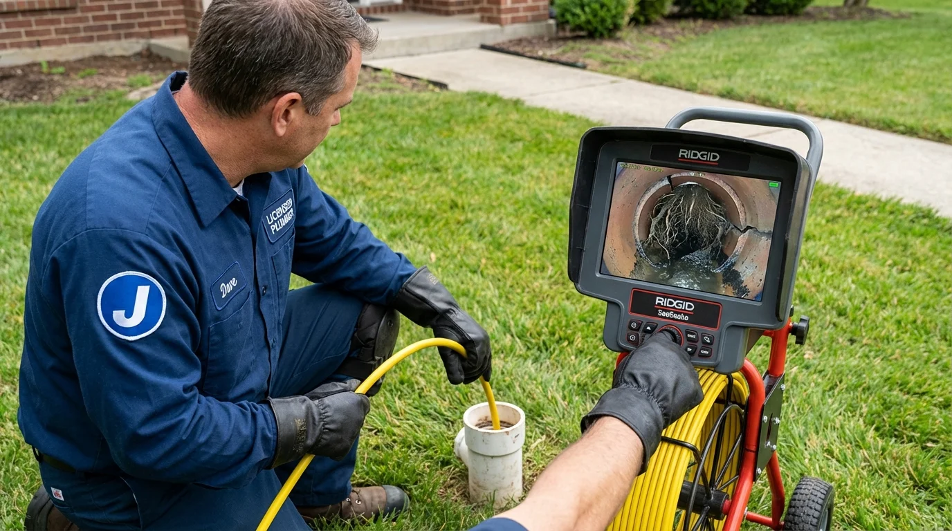 Sewer camera inspection being performed by Johns Plumbing LLC in West Dennis