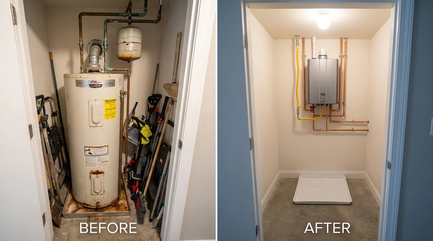 Tank water heater versus wall-mounted tankless unit comparison for West Dennis, MA homeowners